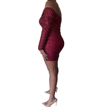 Load image into Gallery viewer, Carmen Sequin Dress Plus
