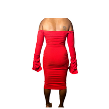 Load image into Gallery viewer, Heating Up Ruched Midi Dress
