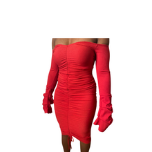 Load image into Gallery viewer, Heating Up Ruched Midi Dress
