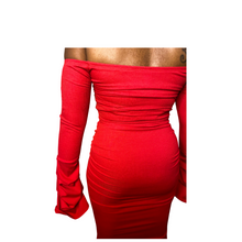 Load image into Gallery viewer, Heating Up Ruched Midi Dress
