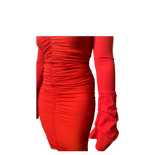 Load image into Gallery viewer, Heating Up Ruched Midi Dress
