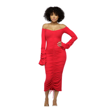 Load image into Gallery viewer, Heating Up Ruched Midi Dress
